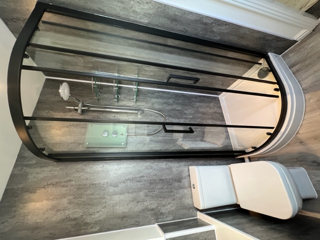 En-suite refit, curved shower and black shower enclosure - Sink Included, bathroom fitting